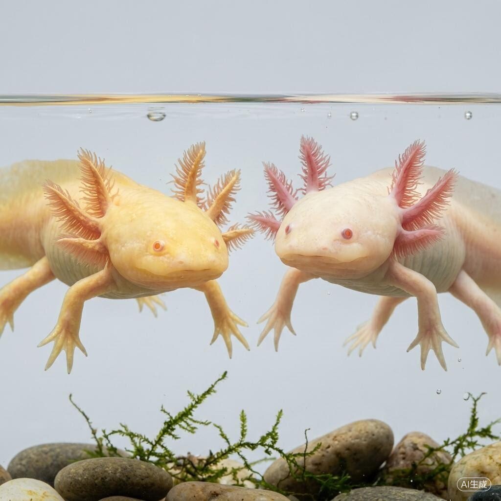 六角恐龙鱼冷水鱼蝾螈水族宠物鱼活体美西螈六角龙淡水好养观赏鱼 - 实物图