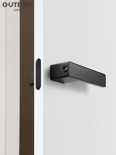 固特灰黑色门锁意式 极简生态木门锁磁吸门锁室内卧室房门把手静音