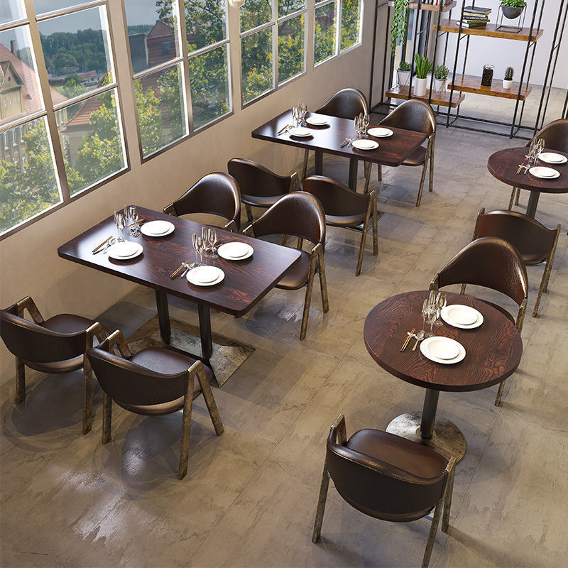 酒吧西餐厅桌椅组合复古工业风咖啡厅奶茶店小吃店餐馆饭店桌椅