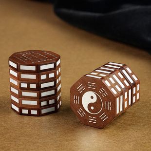 【三清道长推荐】周易魔方枣木镶嵌银八卦文玩64卦解压手把件易经