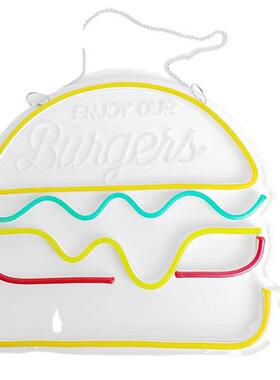 跨境ed汉堡霓虹灯hamburger背景装饰氛围灯牌v亚克力广告造型灯