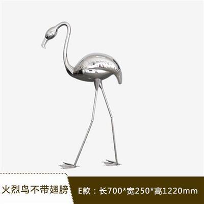 厂家直销仿真火烈鸟摆件微景观造景装饰品户外不锈钢小白鹤摆设件