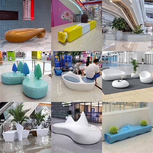 玻璃钢休闲椅商场座椅公园防腐木组合创意长椅户外树池坐凳定制