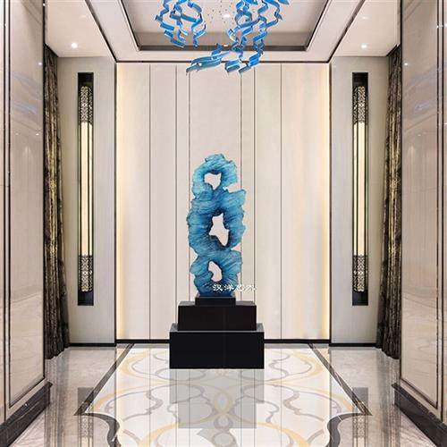 现代抽象雕塑摆件设计师售楼处样板房玄关装饰透明酒店大堂客厅