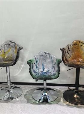 抽象透明树脂花瓣椅子吧台旋转凳子室内酒店客厅软装抽象雕塑摆件