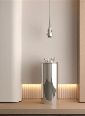 轻奢创意不锈钢银色水滴雕塑酒店售楼处电镀吊装艺术装置