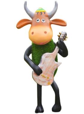 户外彩色绿植小羊摆件卡通玻璃钢卷毛羊雕塑幼儿园售楼部地产装饰