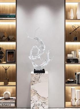 现代酒店售楼大厅创意浪花雕塑透明树脂摆件别墅样板房软装艺术品