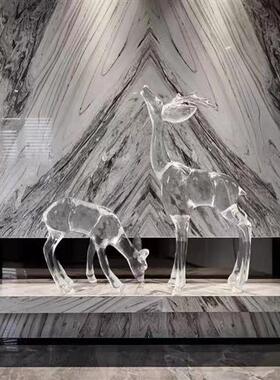 透明树脂梅花鹿摆件户外酒店大堂售楼部地产商场装饰品艺术鹿雕塑