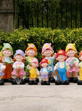 户外卡通人物读书娃娃玻璃钢雕塑幼儿园花园园林景观装饰小品摆件