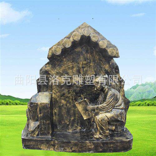 可发货闻鸡起舞古代成语故事雕塑铸铜历史人物小品人物摆件玻璃钢