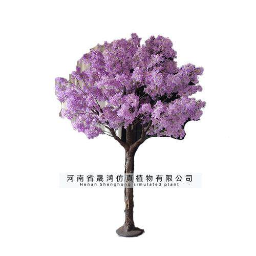 仿真桃花树紫色玻璃钢樱花树人造装饰大型假树梅花树新年许愿树