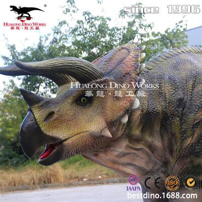 舞台巡演道具仿真恐龙皮套人穿行走三角龙皮套自贡仿真恐龙厂家.