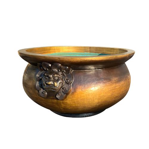 铸铜大缸雕塑纯铜庭院门前百福缸狮首缸养鱼荷花缸工艺品摆件