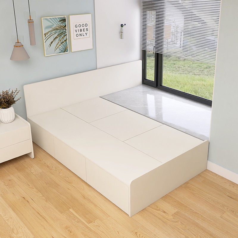 飘窗拼接加宽床小户型省空间单人1米2榻榻米衔接一半飘窗一半床