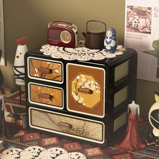 桌面收纳盒中古风高级轻奢感家用梳妆台储物盒化妆品杂物整理盒子