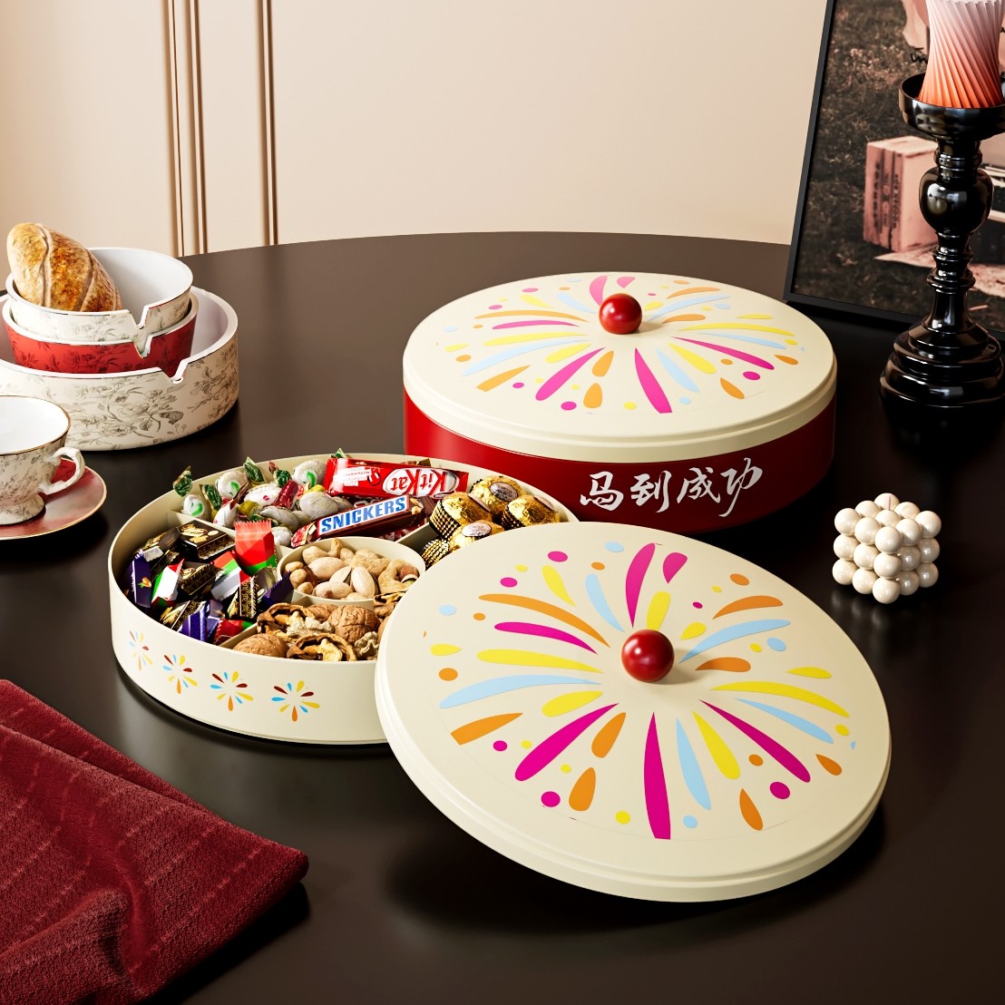 干果盘家用客厅茶几2026新款高颜值零食摆放盘点心坚果分格收纳盒,收纳整理,桌面收纳盒,淘宝优惠券,粉丝福利购,淘宝优惠卷