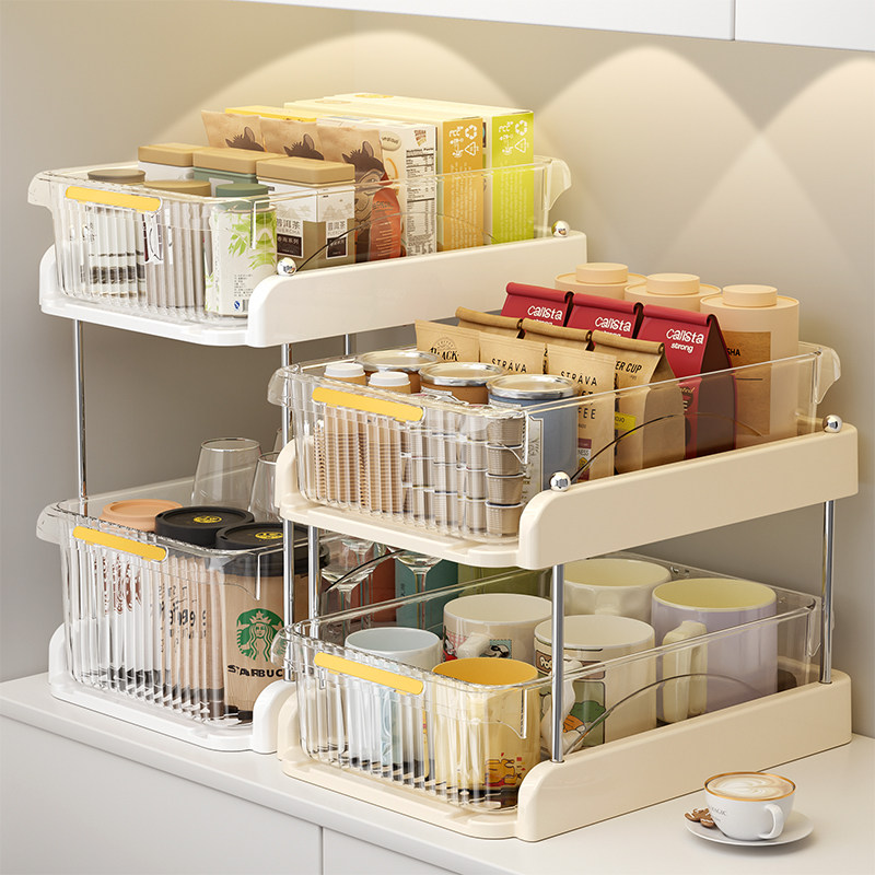 茶包收纳盒桌面茶水间家用置物架办公室咖啡胶囊抽屉式大容量杯架