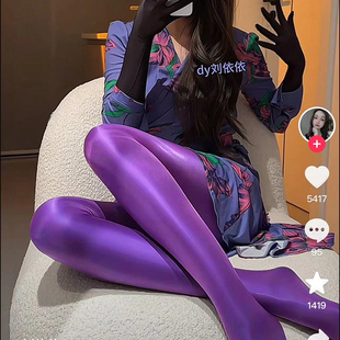 光腿神器雷神油亮无缝裆丝袜女春秋高光性感绸缎油光丝滑连裤袜