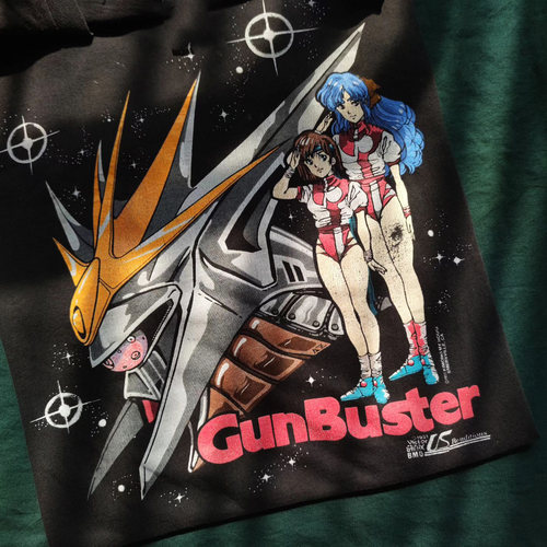 WHO CARE复古大百科GunbusterAnime blacktee勇往直前高街短袖T恤
