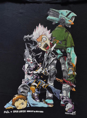 WHO CARE复古大百科Fooly Cooly blacktee FLCL二次元质感短袖T恤