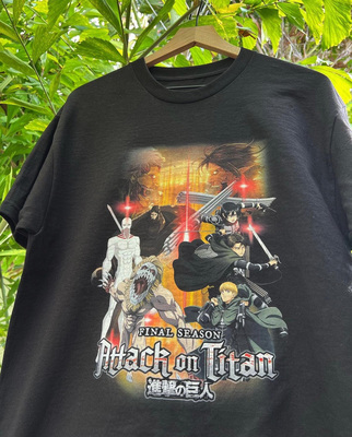 WHO CARE复古大百科attack on titan blacktee进击的巨人动漫短T
