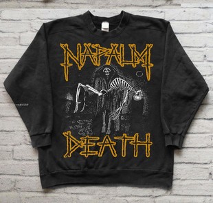 WHO CARE复古大百科Napalm Death乐队英伦核碾摇滚重金属长袖T恤