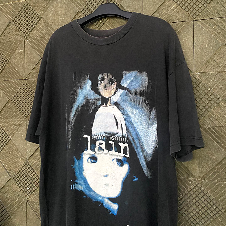 WHO CARE复古大百科  实验日漫lain铃音街头百搭宽松休闲短袖T恤