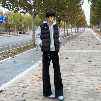 cleanfit黑色美式复古牛仔裤男秋冬加绒高街高级感显瘦弯刀喇叭裤