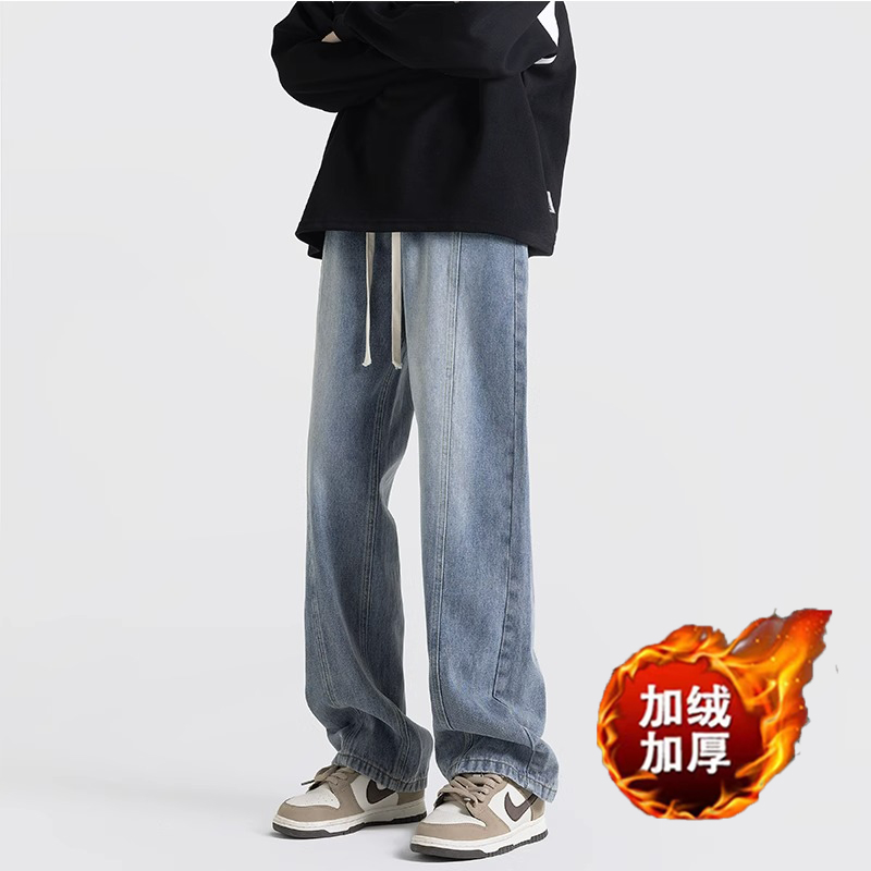 美式复古高街牛仔裤男水洗做旧