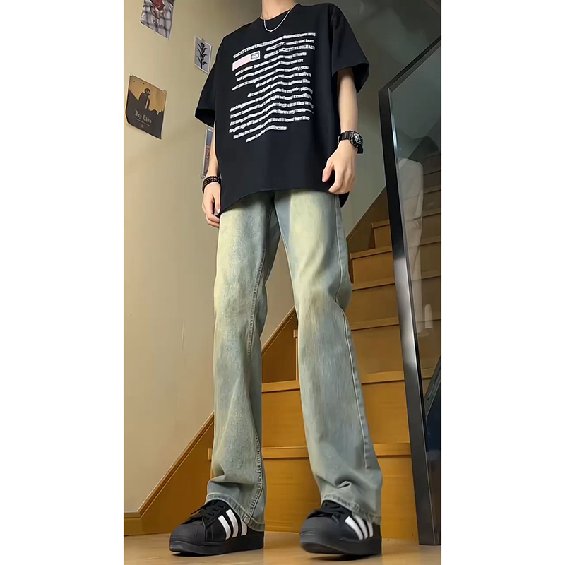 复古蓝高街痞帅牛仔裤男美式休闲