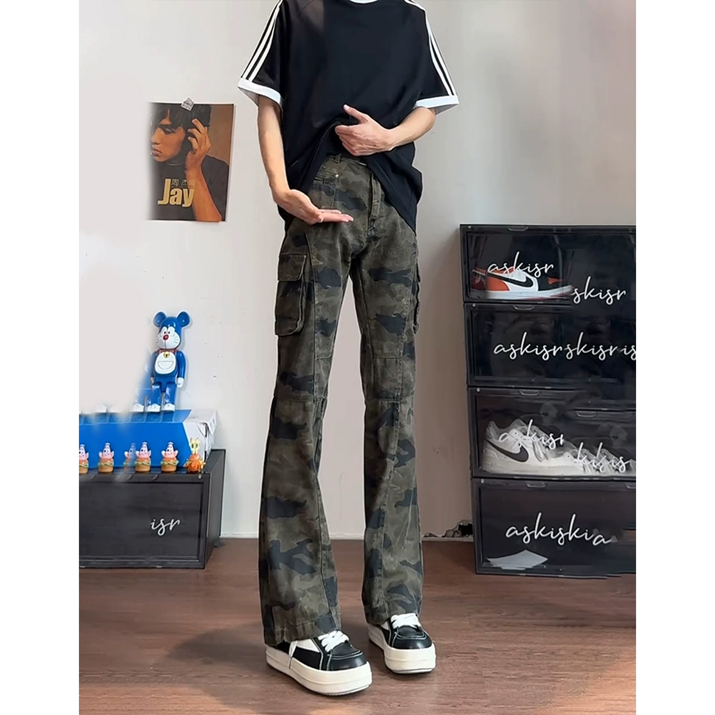 美式高街迷彩牛仔裤男款