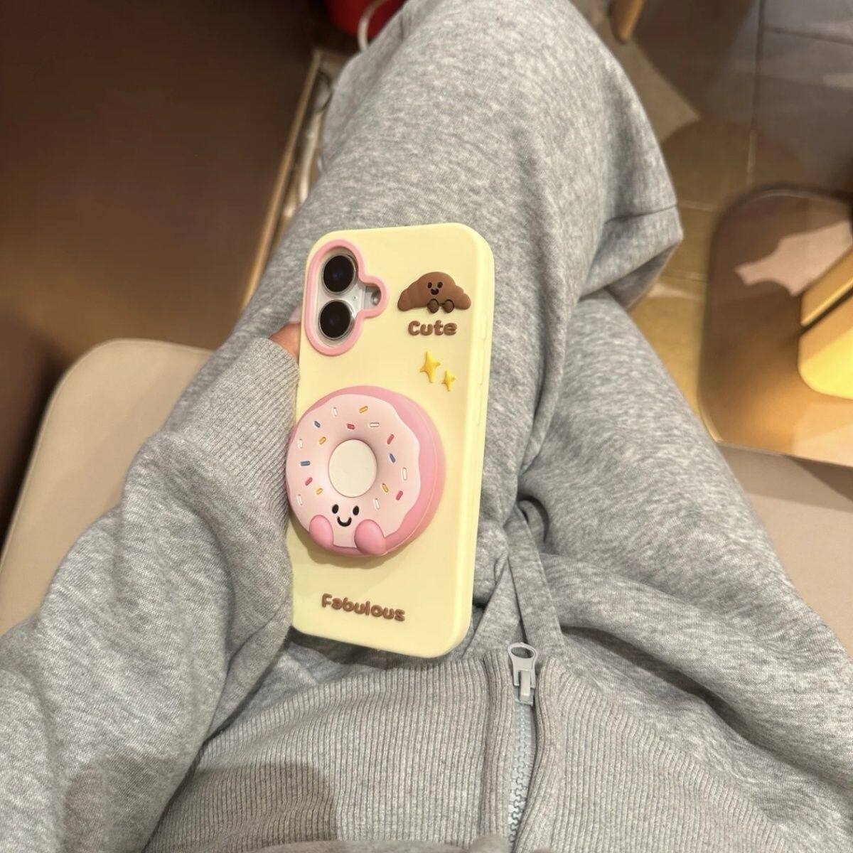 可爱趣味卡通甜甜圈适用苹果16ProMax手机壳iphone15/14Pro男女情侣保护套12全包边硅胶软外套网红同款1