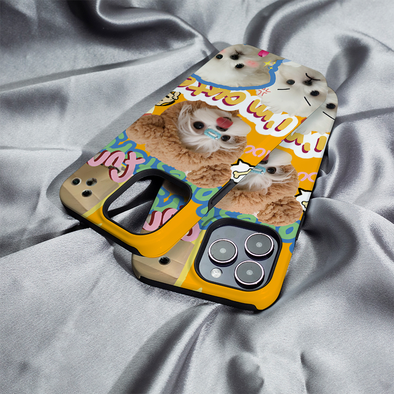 小狗大头贴iphone16Promax手机壳13适用苹果15plus保护套菲林硬壳12mini二合一XS/XR高级11防摔7/8/SE2全包14