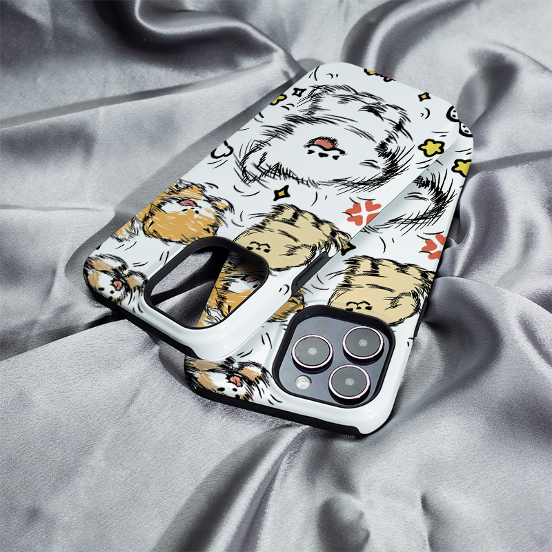 甩毛小狗狗iphone16Promax手机壳13适用苹果15plus保护套菲林硬壳12mini二合一XS/XR高级11防摔7/8/SE2全包14