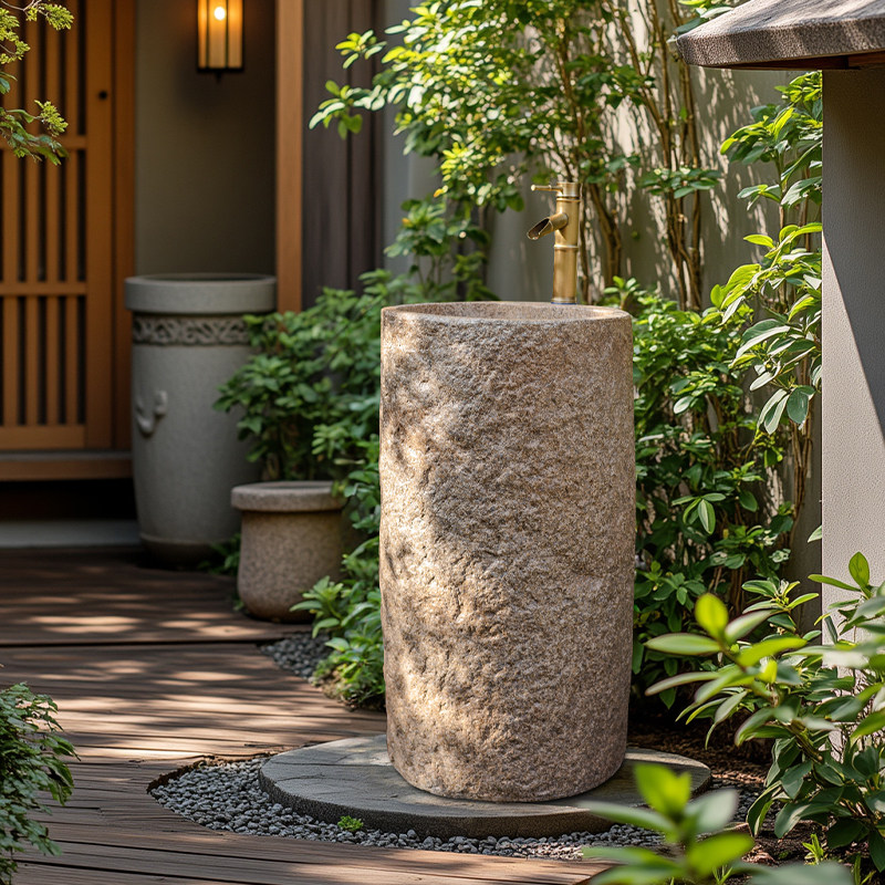 庭院洗手盆别墅民宿高级感洗手台仿石立柱一体式户外花园洗手池,家居饰品,户外/庭院摆件,淘宝优惠券,粉丝福利购,淘宝优惠卷