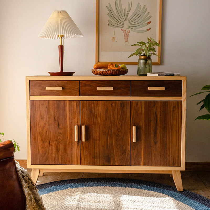 实木三斗柜碗盘子收纳储物抽屉柜