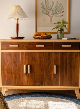 实木三斗柜餐边柜靠墙碗盘子储物柜客厅小立柜卧室床尾收纳抽屉柜