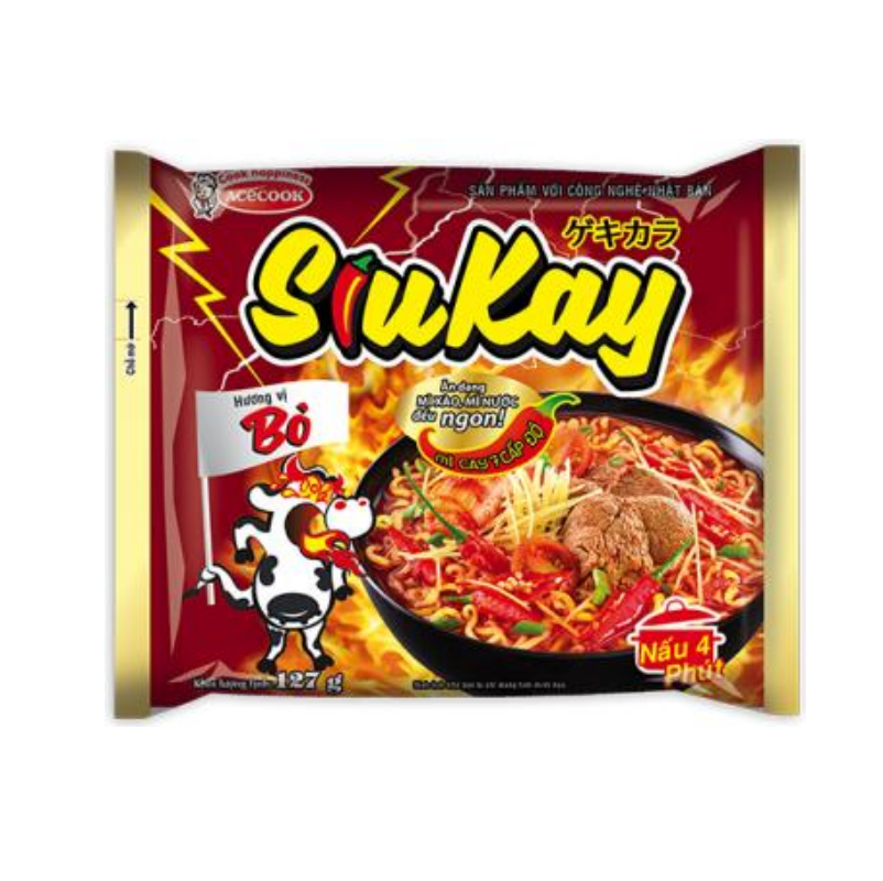 ACECOOK辣牛肉辣海鲜味方便面泡面特辣干拌面速食haohao越南进口