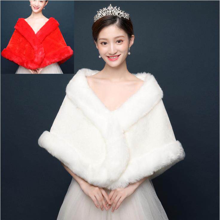 新娘婚纱毛披肩秋冬季女结婚保暖婚纱