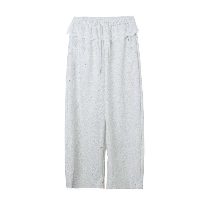 凡人优品高级感荷叶边波点阔腿裤女宽松显瘦垂感百搭O134