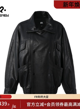 凡人优品皮衣外套女夹克翻领百搭防风机车服A036