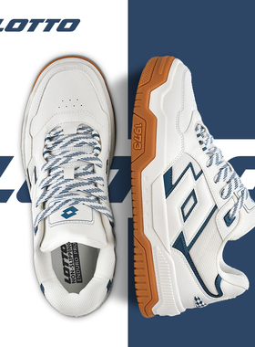 LOTTO乐途男白色厚底低帮板鞋2026春秋季新款复古皮面休闲面包鞋