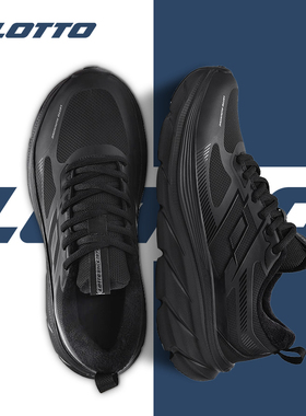 LOTTO乐途男黑色皮面防水运动鞋2025秋冬季新款厚底加绒休闲鞋子