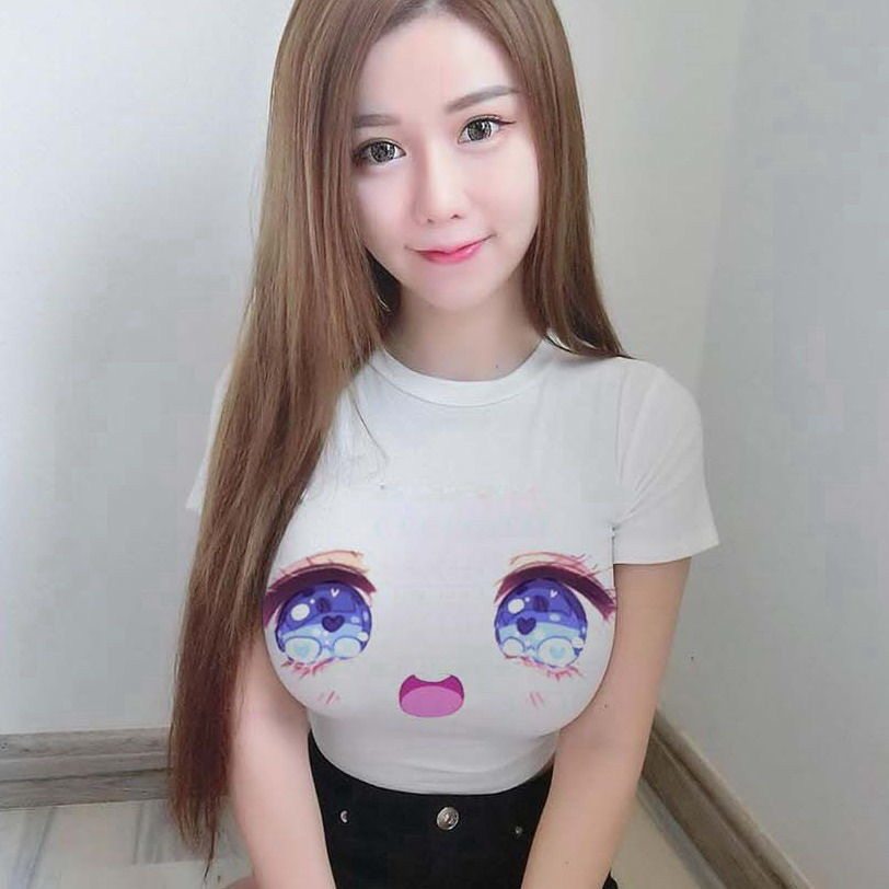 皮卡丘短袖白色内搭t恤女夏修身辣妹短款紧身上衣设感大眼睛卡通
