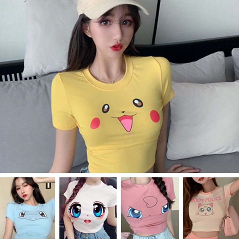 大眼睛t恤 3d紧身上衣显胸大直播衣服 女主播衣服 甜美衣服网红。