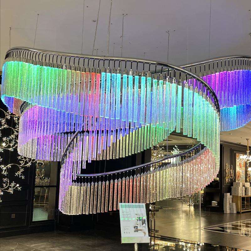 酒吧吧台吊灯宴会厅商场挑空大厅宾馆楼梯非标工程灯具酒店大堂灯