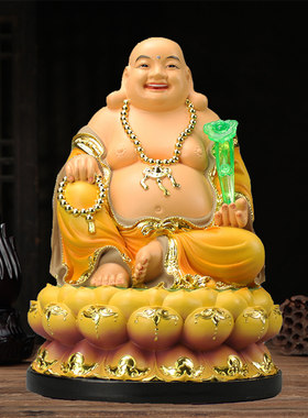 弥勒佛像居家用笑佛未来佛弥乐佛摆件寺庙用品手工树脂小摆设12寸