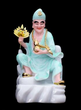 包邮汉白玉济公佛像济公活佛降龙罗汉像李修缘道济像居家供奉摆件