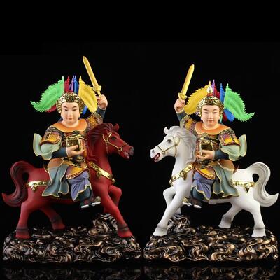黄小跑黄小乐护身大报马骑马将军神像家用供奉居家汉白玉佛像树脂